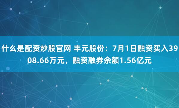 什么是配资炒股官网 丰元股份：7月1日融资买入3908.66万元，融资融券余额1.56亿元