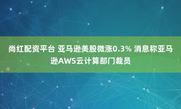 尚红配资平台 亚马逊美股微涨0.3% 消息称亚马逊AWS云计算部门裁员