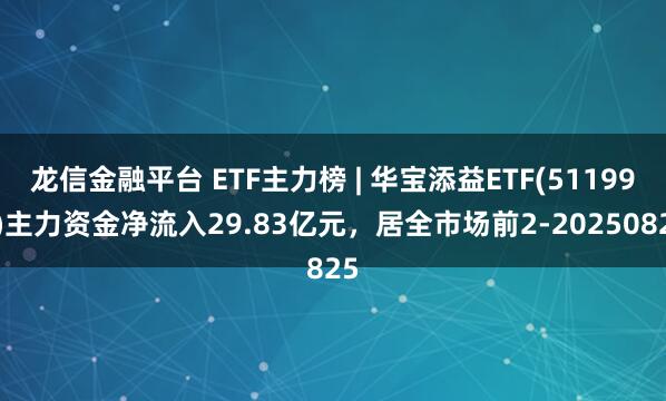 龙信金融平台 ETF主力榜 | 华宝添益ETF(511990)主力资金净流入29.83亿元，居全市场前2-20250825